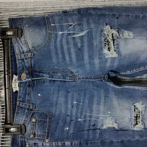 Blue topic jeans size 7/8 blue black and white with rinestones